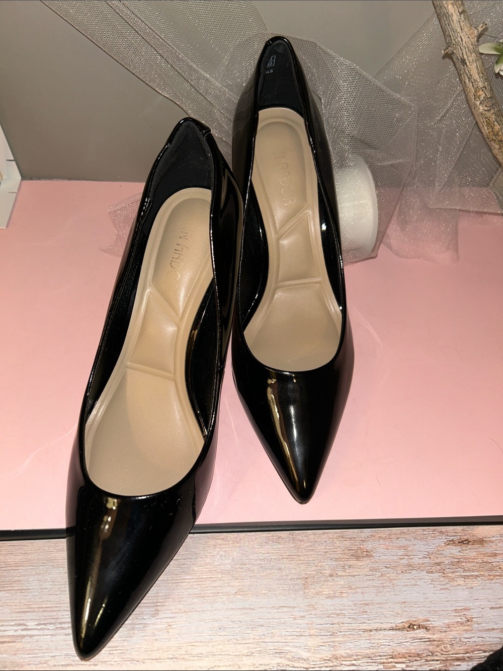 Jenn Ardor Black Patent Pointed-Toe Pumps